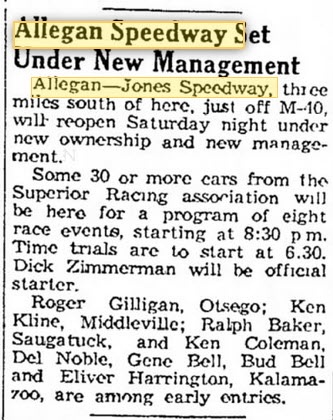 Jones Speedway - June 4 1952 Article (newer photo)